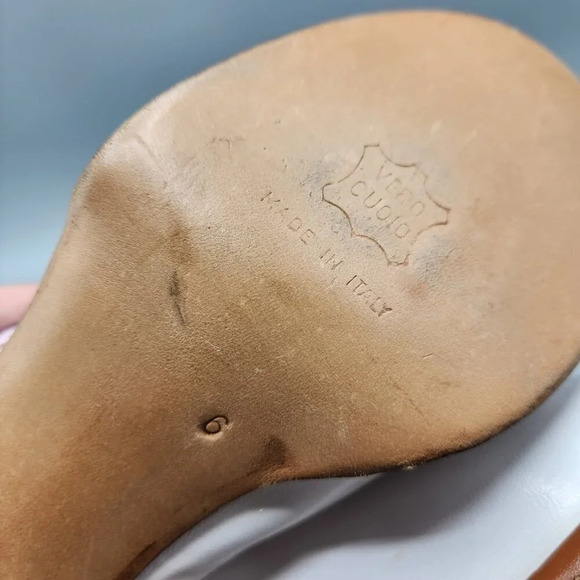 Vintage Platform Heels White Brown Italy Size 6 - Picture 12 of 13